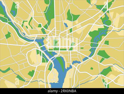 Layered vector illustration map of Washington DC. Stock Vector