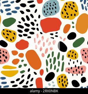 Colorful specks on a white background, flat seamless pattern. Vector illustration Stock Vector
