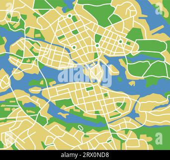 Layered vector illustration map of Stockholm. Stock Vector