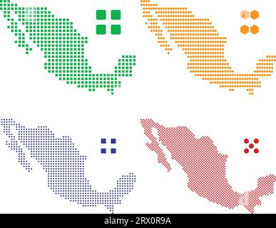 Mexico editable outline map. Mexican red border. Country name. Adjust ...