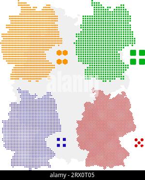 Layered editable vector illustration country map of Germany,which contains four defferent pixel versions,can be used as background or material. Stock Vector