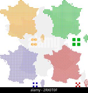 Layered editable vector illustration country map of France,which contains four defferent pixel versions,can be used as background or material. Stock Vector
