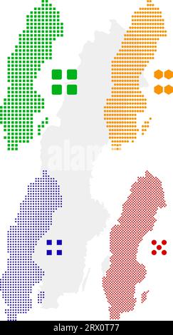 Map of Sweden icon black color vector in circle round illustration flat ...