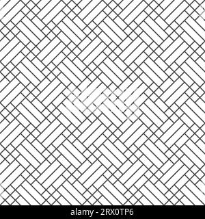 Wicker geometric seamless pattern. Line bamboo basket texture. Simple abstract pattern. Wooden parquet background. Weave background. Vector Stock Vector
