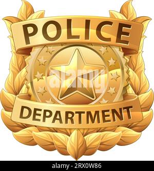Police Badge Shield Star Sheriff Cop Crest Symbol Stock Vector
