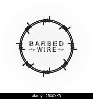 Circle black barbed wire logo design vector illustration Stock Vector