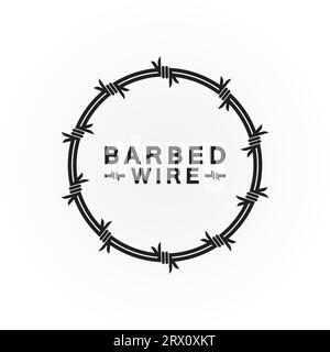Circle black barbed wire logo design vector illustration Stock Vector