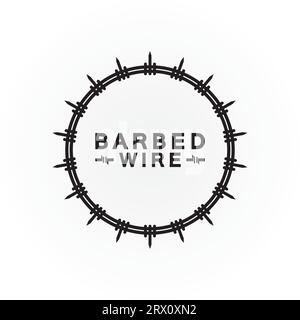 Circle black barbed wire logo design vector illustration Stock Vector