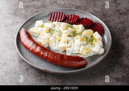 Swedish Lard Sausage Isterband with potatoes in cream sauce with