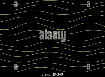 Abstract background with gold wave modern lines on dark background. Illustration horizontal template background banner. Stock Vector