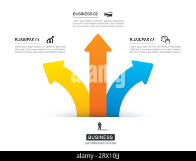 3 data infographics arrow way template. Vector illustration abstract background. Stock Vector
