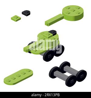 Concept with tank in isometric style for print and design.Vector illustration. Stock Vector
