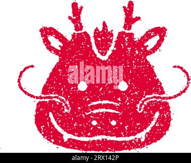 2024 new year greeting stamp illustration | year of dragon Stock Vector
