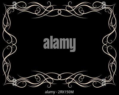 Ornate vintage frame. Swirl ornament. Ornamental curls. Vintage linear border with curlicues. Design a template for invitations, leaflets and greeting Stock Vector