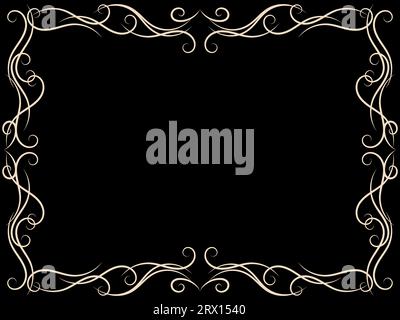 Ornate vintage frame. Swirl ornament. Ornamental curls. Vintage linear border with curlicues. Design a template for invitations, leaflets and greeting Stock Vector