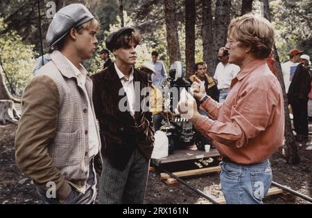 A RIVER RUNS THROUGH IT 1992 Columbia Pictures film directed by Robert Redford at right with Brad Pitt at left and Craig Sheffer Stock Photo
