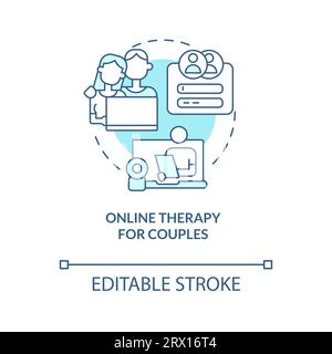 2D online therapy for couples linear icon concept Stock Vector