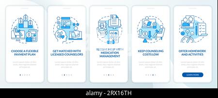 Walkthrough online therapy with thin linear icons concept Stock Vector