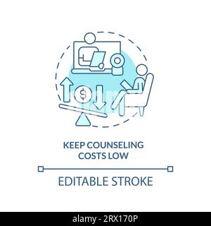 2D keep counseling costs low copy linear icon concept Stock Vector