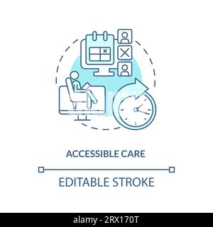 2D accessible care linear icon concept Stock Vector
