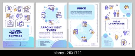 Brochure with online therapy thin line icons Stock Vector