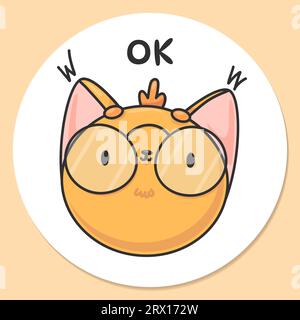Vector illustration of little cute fox sticker OK Stock Vector
