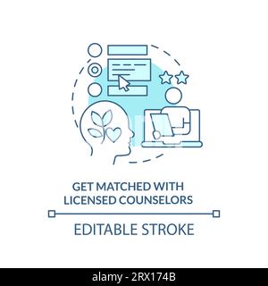 2D get matched with licensed counselors linear icon concept Stock Vector