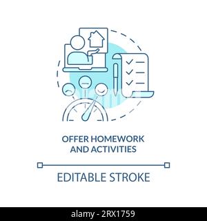 2D offer homework and activities linear icon concept Stock Vector