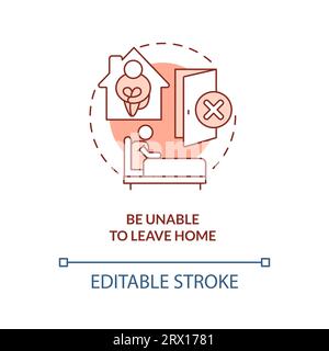 2D be unable to leave home linear icon concept Stock Vector