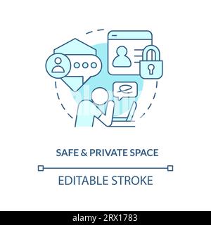 2D safe and private space linear icon concept Stock Vector