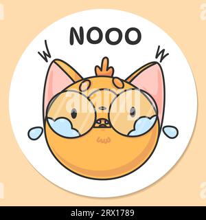 Vector illustration of little cute fox sticker NO Stock Vector