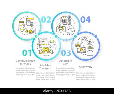 Colorful online therapy layout with linear icons Stock Vector