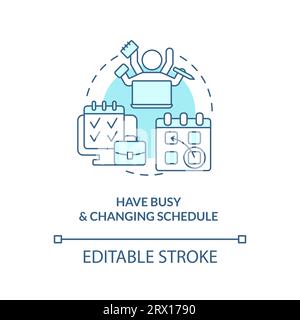 2D have busy and changing schedule linear icon concept Stock Vector