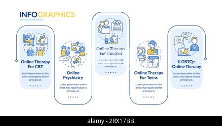 2D multicolor online therapy layout with linear icons Stock Vector
