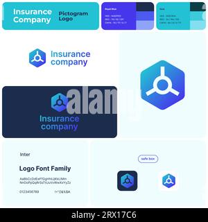 Insurance company brand unique template with safe box logo Stock Vector
