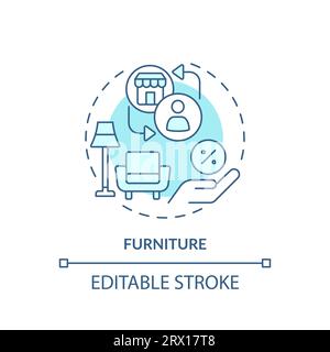2D customizable blue thin linear icon furniture concept Stock Vector