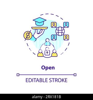 2D customizable colorful thin linear icon open concept Stock Vector