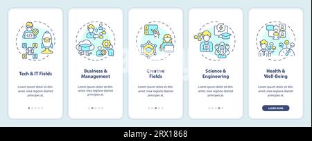 Walkthrough MOOC with thin icons concept Stock Vector