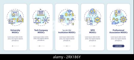 Walkthrough MOOC with thin line icons concept Stock Vector