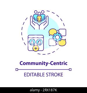 2D colorful thin linear icon community centric concept Stock Vector