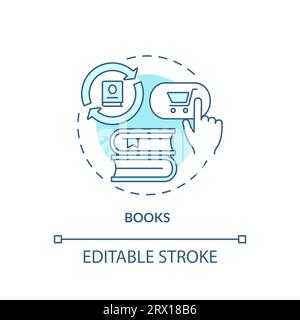 2D customizable blue thin linear icon books concept Stock Vector