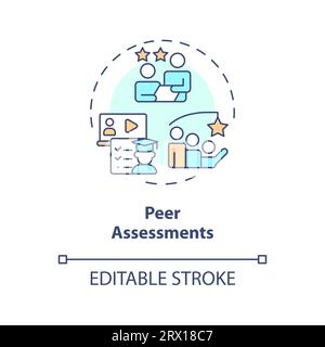 2D colorful thin linear icon peer assessments concept Stock Vector