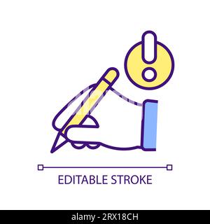 2D colorful writing difficulties icon Stock Vector