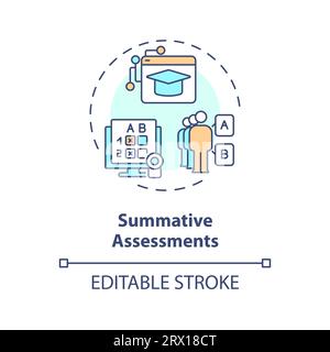 2D colorful thin linear icon summative assessments concept Stock Vector