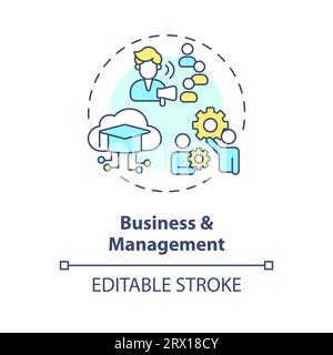 2D colorful thin linear icon business and management concept Stock Vector