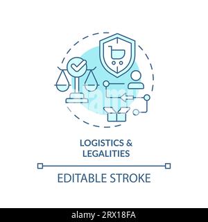 2D blue thin line icon logistics and legalities concept Stock Vector
