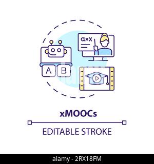 2D customizable colorful thin linear icon xMOOCs concept Stock Vector