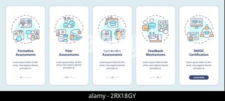 Walkthrough MOOC with line icons concept Stock Vector