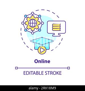 2D customizable colorful thin linear icon online concept Stock Vector