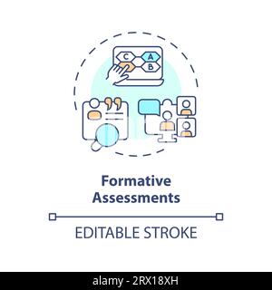 2D colorful thin linear icon formative assessments concept Stock Vector